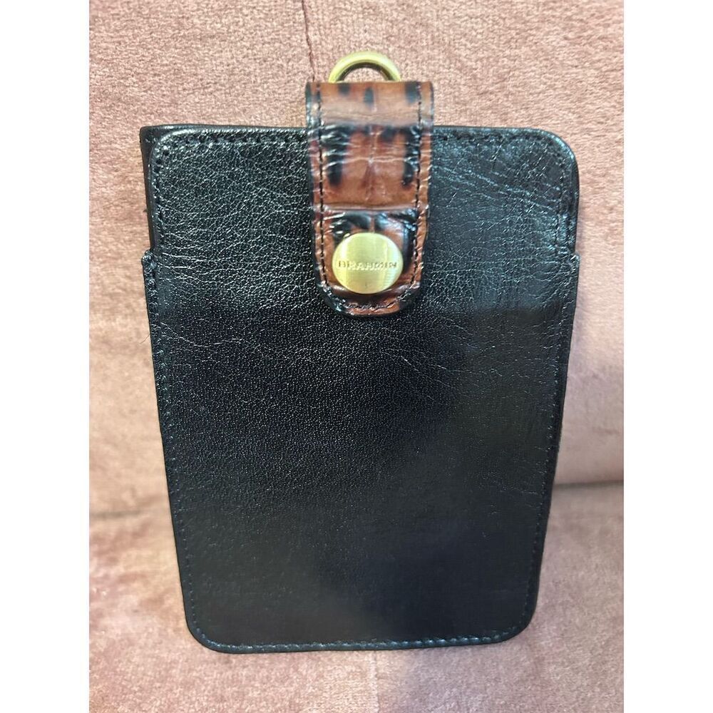 Brahmin Women's Wallet/ cc holder Brown/Black Croc Embossed Leather